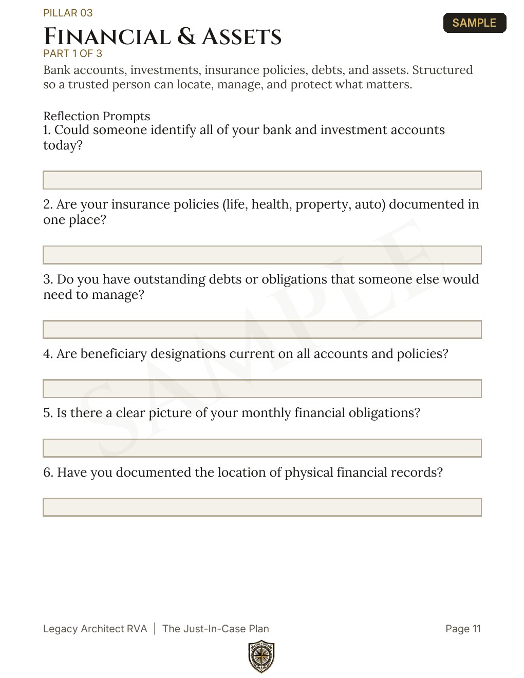 Financial and Assets checklist